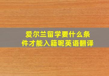 爱尔兰留学要什么条件才能入籍呢英语翻译