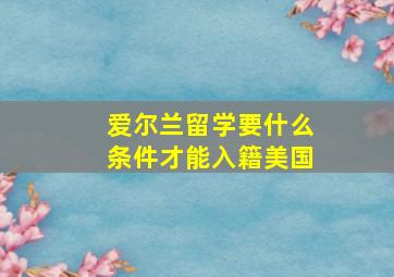 爱尔兰留学要什么条件才能入籍美国