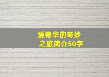 爱德华的奇妙之旅简介50字