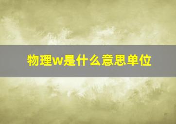 物理w是什么意思单位