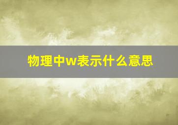 物理中w表示什么意思