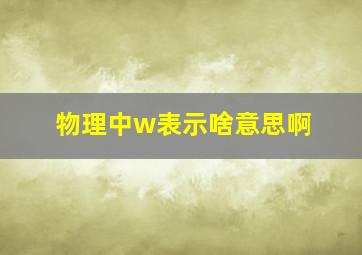 物理中w表示啥意思啊