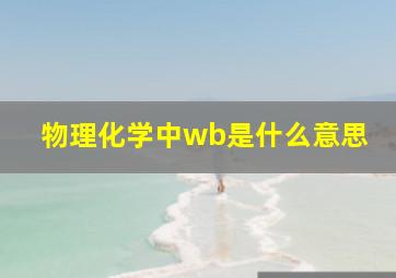 物理化学中wb是什么意思