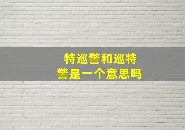 特巡警和巡特警是一个意思吗