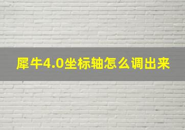 犀牛4.0坐标轴怎么调出来