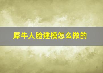 犀牛人脸建模怎么做的