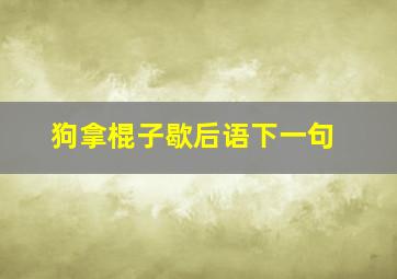 狗拿棍子歇后语下一句