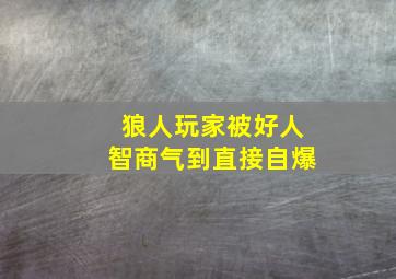 狼人玩家被好人智商气到直接自爆