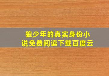 狼少年的真实身份小说免费阅读下载百度云