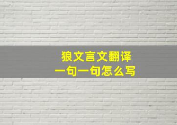 狼文言文翻译一句一句怎么写