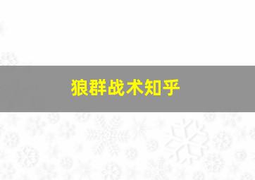 狼群战术知乎