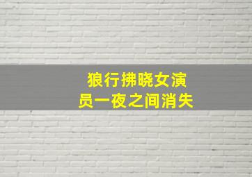 狼行拂晓女演员一夜之间消失