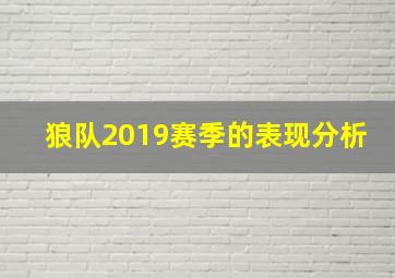 狼队2019赛季的表现分析