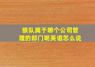 狼队属于哪个公司管理的部门呢英语怎么说