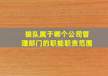 狼队属于哪个公司管理部门的职能职责范围