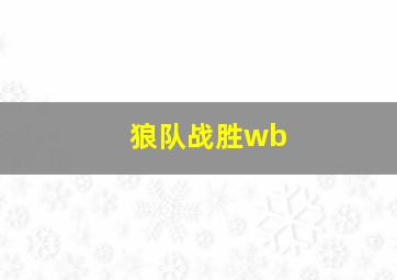 狼队战胜wb