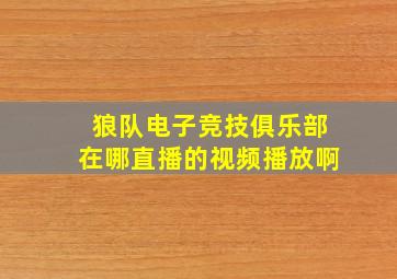 狼队电子竞技俱乐部在哪直播的视频播放啊