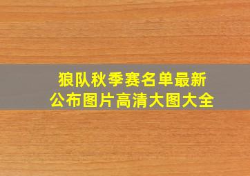 狼队秋季赛名单最新公布图片高清大图大全