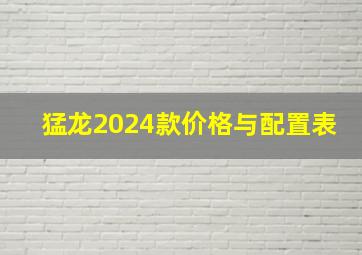 猛龙2024款价格与配置表