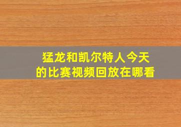 猛龙和凯尔特人今天的比赛视频回放在哪看