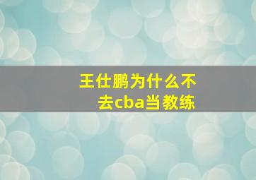 王仕鹏为什么不去cba当教练