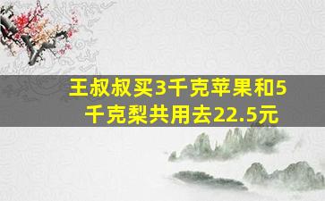 王叔叔买3千克苹果和5千克梨共用去22.5元