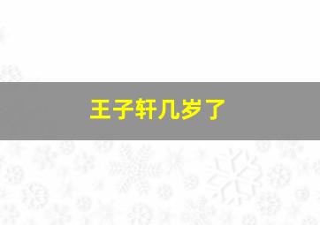 王子轩几岁了