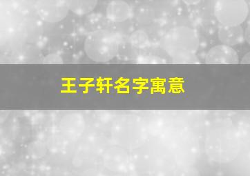 王子轩名字寓意