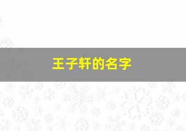 王子轩的名字