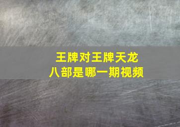 王牌对王牌天龙八部是哪一期视频