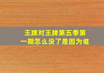 王牌对王牌第五季第一期怎么没了是因为谁