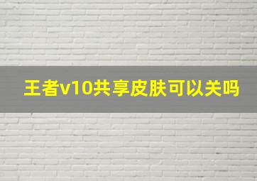 王者v10共享皮肤可以关吗