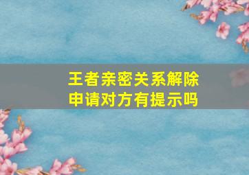 王者亲密关系解除申请对方有提示吗