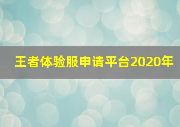 王者体验服申请平台2020年