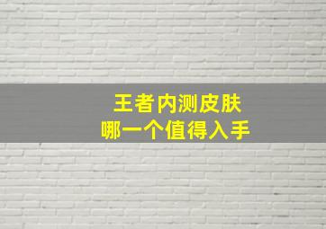 王者内测皮肤哪一个值得入手