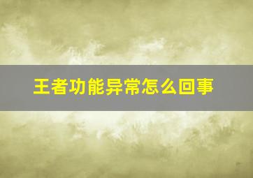 王者功能异常怎么回事