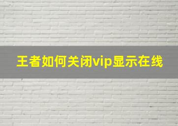 王者如何关闭vip显示在线