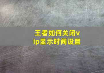 王者如何关闭vip显示时间设置