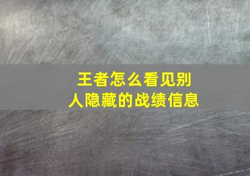 王者怎么看见别人隐藏的战绩信息