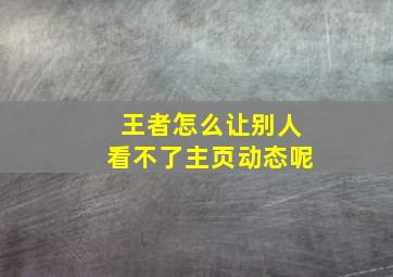 王者怎么让别人看不了主页动态呢