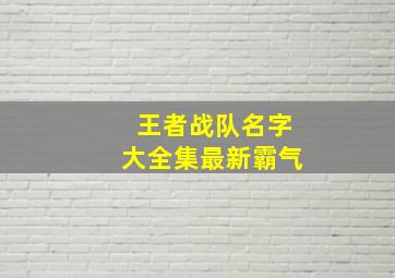 王者战队名字大全集最新霸气