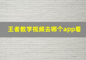 王者教学视频去哪个app看