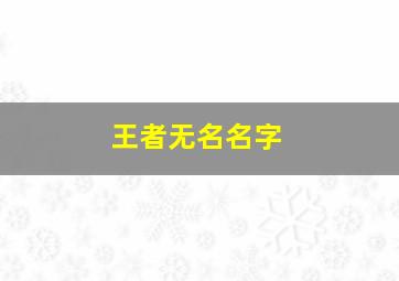 王者无名名字