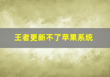 王者更新不了苹果系统