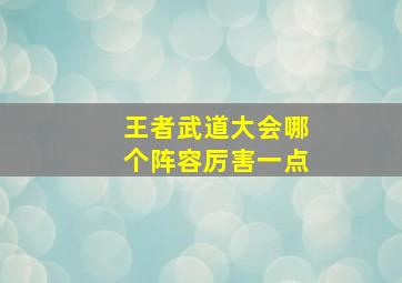 王者武道大会哪个阵容厉害一点