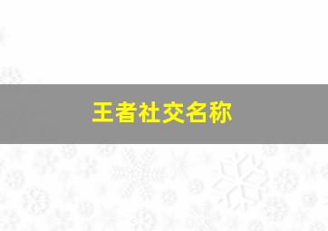 王者社交名称