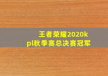 王者荣耀2020kpl秋季赛总决赛冠军