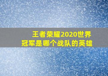 王者荣耀2020世界冠军是哪个战队的英雄