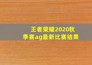 王者荣耀2020秋季赛ag最新比赛结果