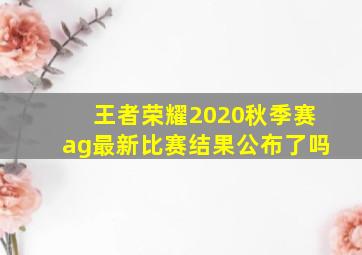 王者荣耀2020秋季赛ag最新比赛结果公布了吗